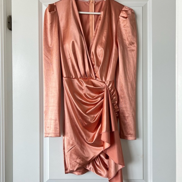 Pink metallic  long sleeve mini dress - Picture 6 of 7